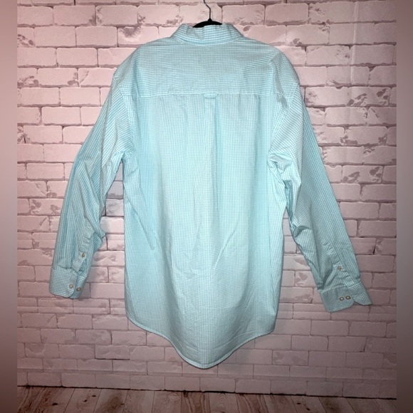 IZOD Men's Light Blue Checkered Shirt Size Xl Long Sleeve Classic Spring Office - Picture 3 of 4